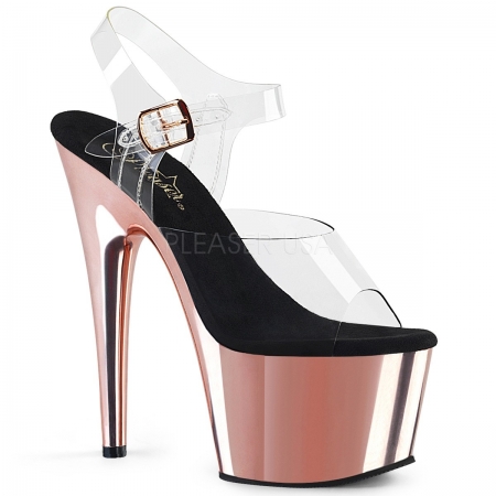 Pleaser Adore 708 Clear/Rose Gold