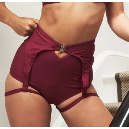 Lunalae Zara Recycled Low Waisted Bottom - Burgundy