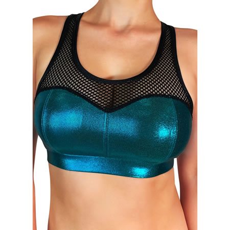 Cleo The Hurricane Heart Breaker Sports Bra Metallics Top - Peacock Blue